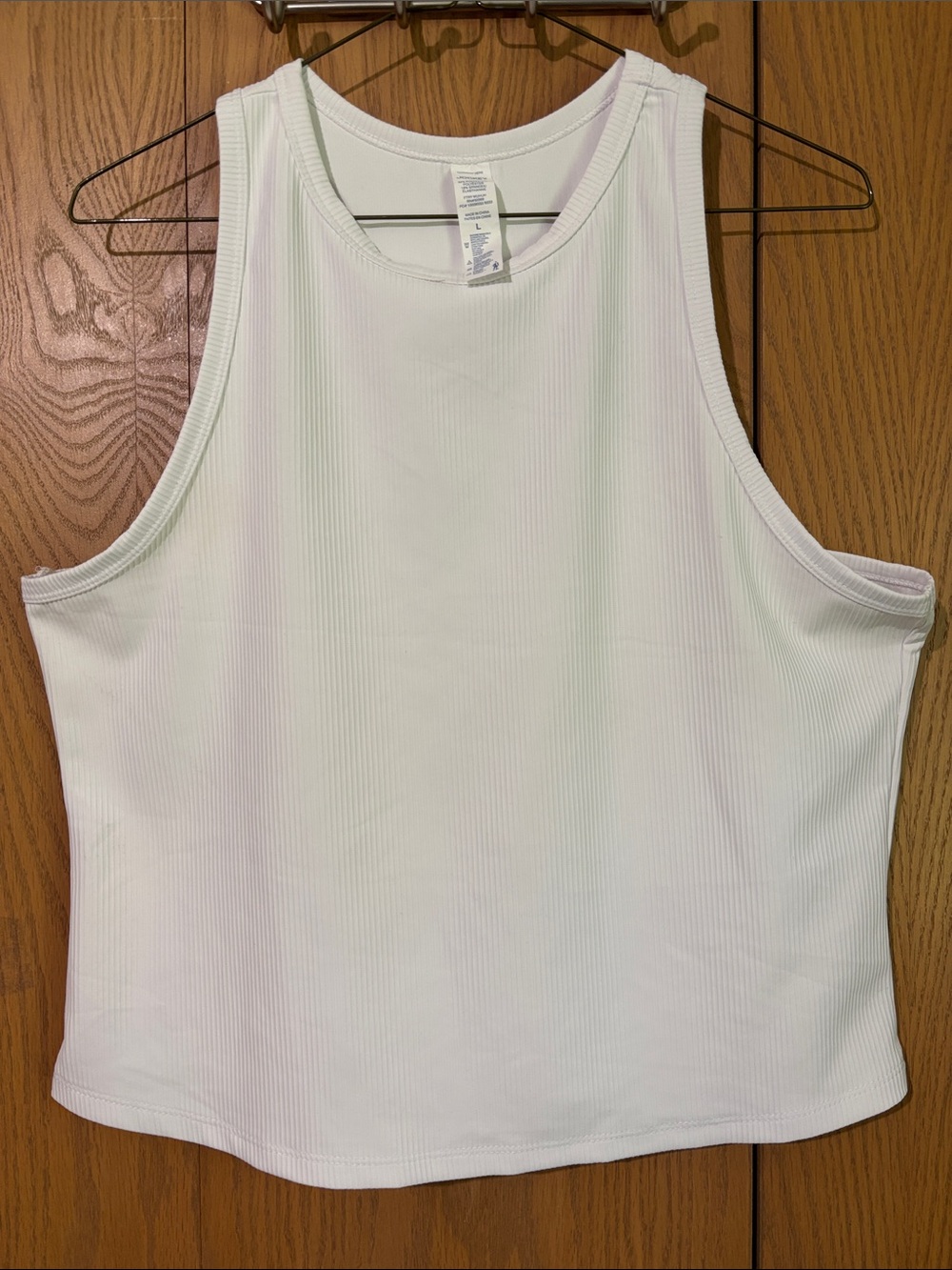 Jockey White Ribbed Tank Top - Sleeveless Crewneck large